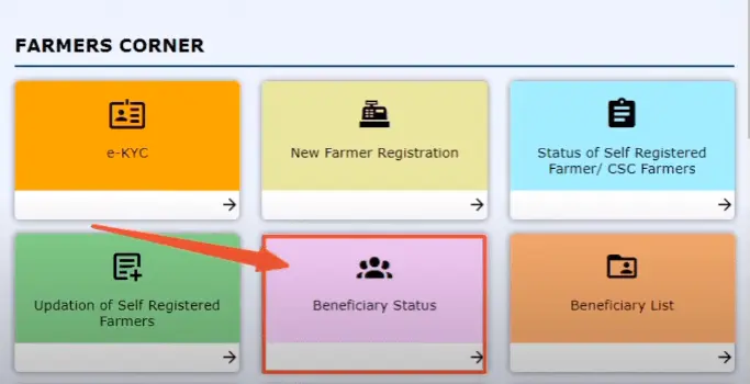 pm kisan beneficiary status option 